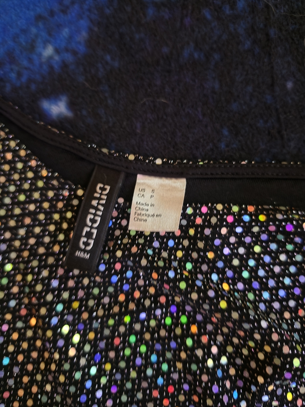 Sparkling Rainbow Holographic Rhinestone One-Shoulder Statement Crop Top - Picture 2 of 2